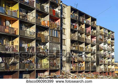 Stock Photo - Social housing in the district of Lunik IX, Kosice, Kashov, Slovakia, Europe. Fotosearch