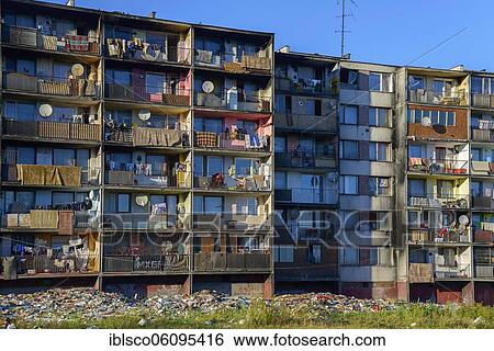 Stock Photograph - Social housing in the district of Lunik IX, Kosice, Kashov, Slovakia, Europe. Fotosearch