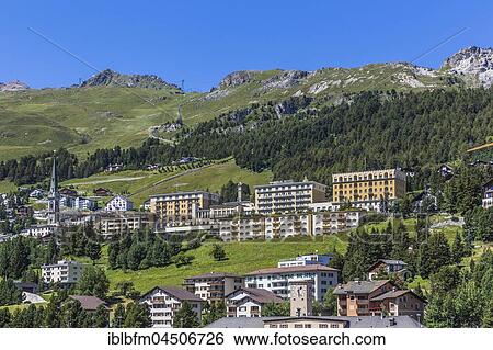St. Moritz, Mount Corviglia at back, Upper Engadin, Engadin, Maloja region, Canton of Grisons, Switzerland, Europe View Large Photo Image Stock Photograph - St. Moritz, Mount Corviglia at back, Upper Engadin, Engadin, Maloja region, Canton of Grisons, Switzerland, Europe. Fotosearch