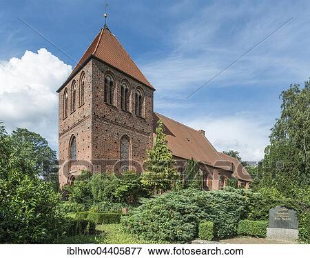 Stock Photo - St. Petrikirche, St. Peter's Church, Garz, European Route of Brick Gothic, Rügen, Mecklenburg-Western Pomerania, Germany, Europe. Fotosearch