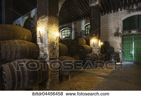 Stacked oak barrels in the wine cellar La Catedral, winery Bodega Barbadillo, Sanlucar de Barrameda, Cadiz province, Andalusia, Spain, Europe View Large Photo Image Stock Photo - Stacked oak barrels in the wine cellar La Catedral, winery Bodega Barbadillo, Sanlucar de Barrameda, Cadiz province, Andalusia, Spain, Europe. Fotosearch