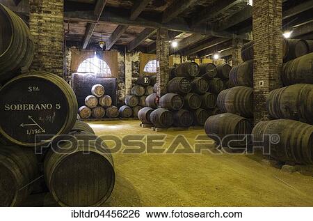Stacked oak barrels in wine cellar, winery Bodega Gonzalez Byass, Jerez de la Frontera, Cadiz province, Andalusia, Spain, Europe View Large Photo Image Stock Photograph - Stacked oak barrels in wine cellar, winery Bodega Gonzalez Byass, Jerez de la Frontera, Cadiz province, Andalusia, Spain, Europe. Fotosearch