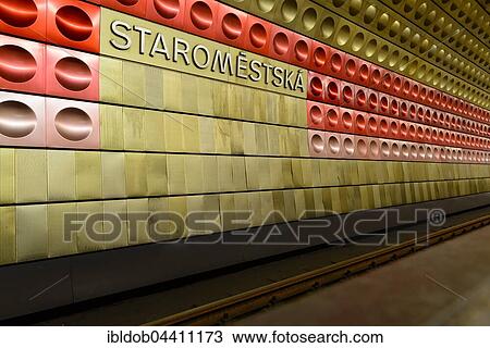 Stock Image - Staromestska Metro station, Prague, Czech Republic, Europe. Fotosearch