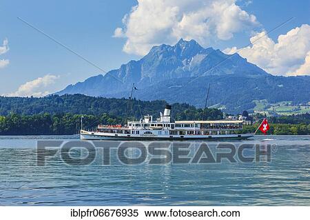 Steamboat on Lake Lucerne, Lucerne, Switzerland, Europe View Large Photo Image Stock Photography - Steamboat on Lake Lucerne, Lucerne, Switzerland, Europe. Fotosearch