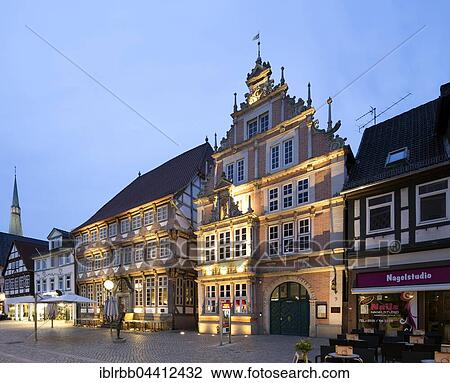 Stiftsherrenhaus and Leisthaus, Municipal Museum, evening mood, Weser Renaissance, Hamelin, Lower Saxony, Germany, Europe View Large Photo Image Stock Image - Stiftsherrenhaus and Leisthaus, Municipal Museum, evening mood, Weser Renaissance, Hamelin, Lower Saxony, Germany, Europe. Fotosearch