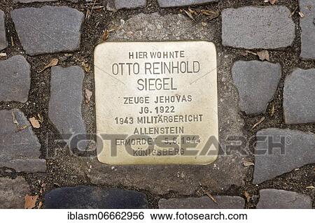 Stolperstein, commemoration of Jehovah's Witness Otto Reinhold Siegel, Berlin, Germany, Europe View Large Photo Image Stock Photograph - Stolperstein, commemoration of Jehovah's Witness Otto Reinhold Siegel, Berlin, Germany, Europe. Fotosearch