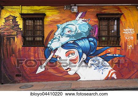 Street art, mural, Bogota, District of La Concordia, Colombia, South America View Large Photo Image Stock Image - Street art, mural, Bogota, District of La Concordia, Colombia, South America. Fotosearch