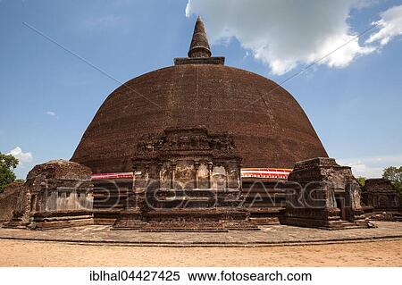 Stupa, dagoba, Rankot Vihara, Sacred City, Polonnaruwa, North Central Province, Sri Lanka, Asia View Large Photo Image Stock Photography - Stupa, dagoba, Rankot Vihara, Sacred City, Polonnaruwa, North Central Province, Sri Lanka, Asia. Fotosearch