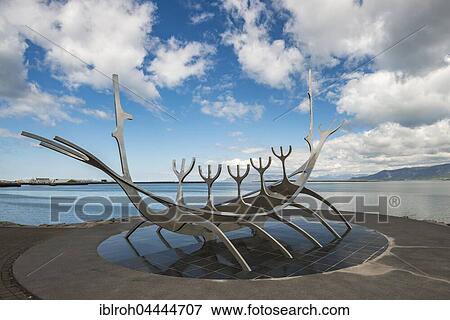 Sun Voyager, steel sculpture, Viking ship, Reykjavik, Iceland, Europe View Large Photo Image Stock Photo - Sun Voyager, steel sculpture, Viking ship, Reykjavik, Iceland, Europe. Fotosearch