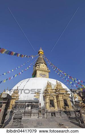 Swayambhunath temple, stupa, Kathmandu, Nepal, Asia View Large Photo Image Stock Photo - Swayambhunath temple, stupa, Kathmandu, Nepal, Asia. Fotosearch