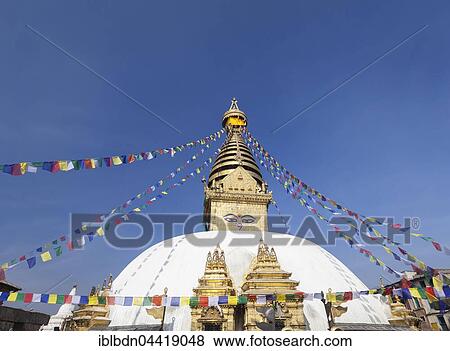 Stock Photo - Swayambhunath temple, stupa, Kathmandu, Nepal, Asia. Fotosearch