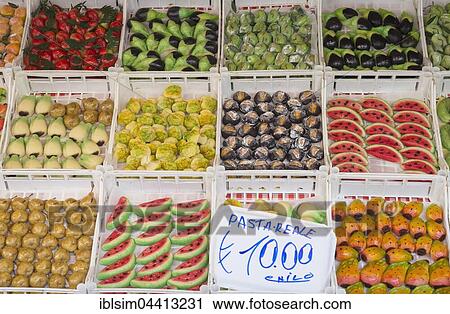 Stock Image - Sweets, Ballaro market, Palermo, Sicily, Italy, Europe. Fotosearch