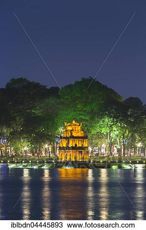 Thap Rua Temple or Turtle Tower at night, Hoan Kiem lake, Hanoi, Vietnam, Asia View Large Photo Image Stock Image - Thap Rua Temple or Turtle Tower at night, Hoan Kiem lake, Hanoi, Vietnam, Asia. Fotosearch