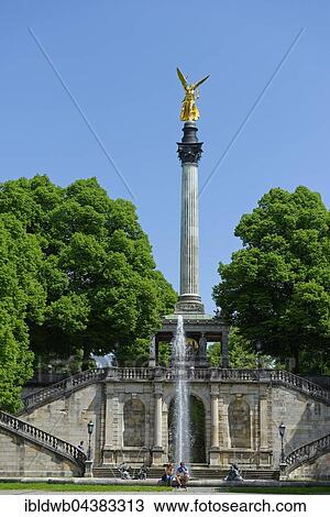 Stock Image - The Angel of Peace, monument, Prince Regent Luitpold Terrace, Bogenhausen, Munich, Bavaria, Germany, Europe. Fotosearch