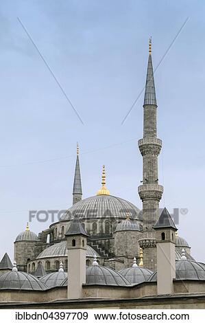 Stock Photo - The spires of the blue mosque, Sultan Ahmed Mosque, Istanbul, Turkey, Asia. Fotosearch
