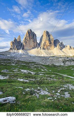 Three Peaks in summer, Dolomites, South Tyrol, Italy, Europe View Large Photo Image Stock Image - Three Peaks in summer, Dolomites, South Tyrol, Italy, Europe. Fotosearch