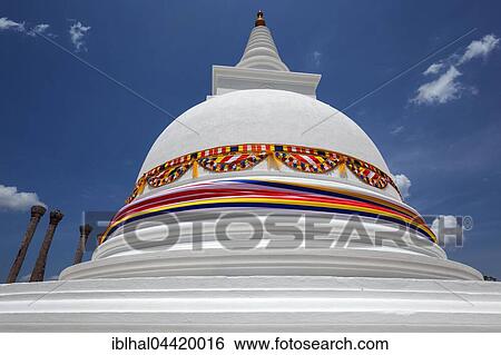 Thuparama Dagoba Temple, decorated with Buddhist flags, Anuradhapura, North Central Province, Sri Lanka, Asia View Large Photo Image Stock Photograph - Thuparama Dagoba Temple, decorated with Buddhist flags, Anuradhapura, North Central Province, Sri Lanka, Asia. Fotosearch