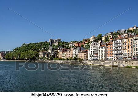 Town across the Saone River with Church of Saint Georges, Lyon, Rhone, France, Europe View Large Photo Image Stock Photo - Town across the Saone River with Church of Saint Georges, Lyon, Rhone, France, Europe. Fotosearch