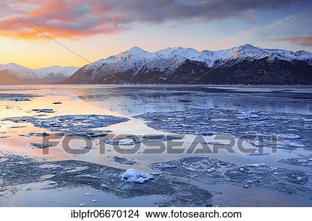 Picture - Turnagain Arm and Kenai Mountains, Kenai Peninsula, Alaska, USA, North America. Fotosearch