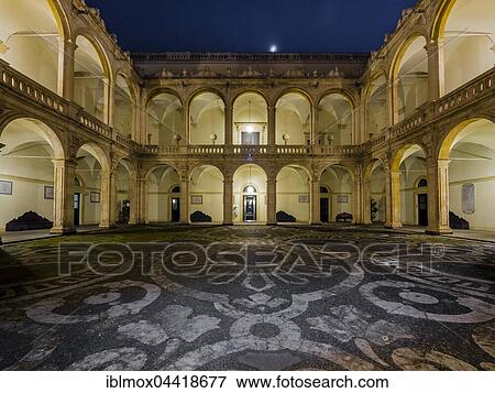 Stock Photo - University courtyard, Università degli Studi di Catania, Piazza Università, Province of Catania, Sicily, Italy, Europe. Fotosearch