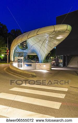 Stock Image - Valley station of the Hungerburgbahn, station Congress, mountain railway, funicular railway, Innsbruck, Tyrol, Austria, Europe. Fotosearch