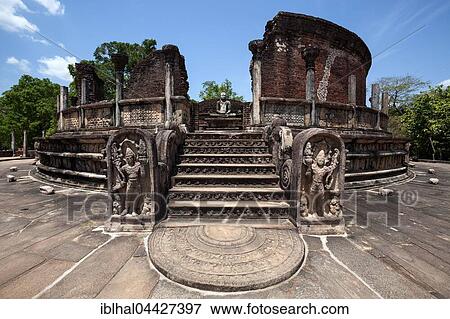 Stock Photo - Vatadaga, terrace, Tooth Relic, Dalada Maluwa, ancient royal city, Sacred City, Polonnaruwa, North Central Province, Sri Lanka, Asia. Fotosearch