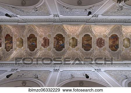 Vault of the church Unsere Lieben Frau or Obere Pfarre, 14th century, interior baroqueized 1711, Bamberg, Upper Franconia, Bavaria, Germany, Europe View Large Photo Image Stock Photo - Vault of the church Unsere Lieben Frau or Obere Pfarre, 14th century, interior baroqueized 1711, Bamberg, Upper Franconia, Bavaria, Germany, Europe. Fotosearch