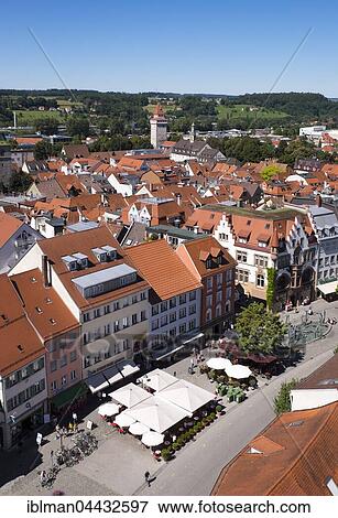 View from Blaserturm, Trumpeter's Tower to Ravensburg historic center with Marienplatz, Ravensburg, Upper Swabia, Baden-Württemberg, Germany, Europe View Large Photo Image Stock Photo - View from Blaserturm, Trumpeter's Tower to Ravensburg historic center with Marienplatz, Ravensburg, Upper Swabia, Baden-Württemberg, Germany, Europe. Fotosearch