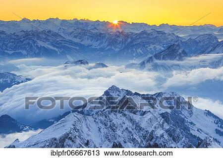 Stock Image - View from Säntis, Appenzell, Switzerland, Europe. Fotosearch