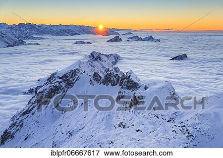 Stock Photo - View from Säntis, Appenzell, Switzerland, Europe. Fotosearch