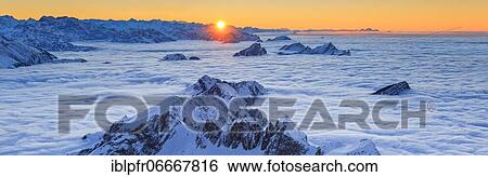 Stock Photograph - View from Säntis, Appenzell, Switzerland, Europe. Fotosearch
