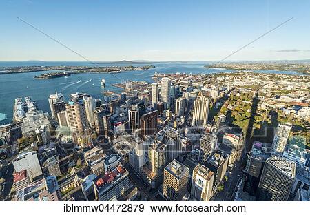 View from the observation deck of the Sky Tower, skyline with skyscrapers, Central Business District, Auckland Region, North Island, New Zealand, Oceania View Large Photo Image Stock Photo - View from the observation deck of the Sky Tower, skyline with skyscrapers, Central Business District, Auckland Region, North Island, New Zealand, Oceania. Fotosearch