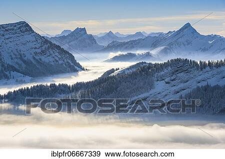 Stock Photo - View Kronberg, with Stockberg, Mattstock and Speer, Switzerland, Europe. Fotosearch