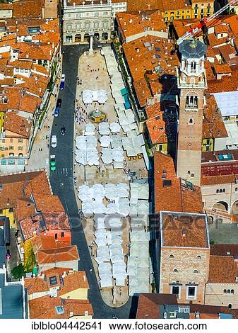View of city centre with Piazza delle Erbe, market square, Domus Mercatorum, Torre dei Lamberti, Province of Verona, Province of Verona, Veneto, Italy, Europe View Large Photo Image Stock Image - View of city centre with Piazza delle Erbe, market square, Domus Mercatorum, Torre dei Lamberti, Province of Verona, Province of Verona, Veneto, Italy, Europe. Fotosearch