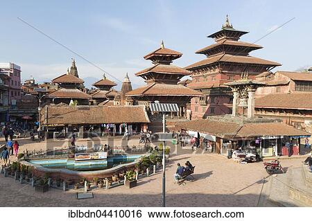 Stock Photograph - View of Durbar square, destroyed at earthquake April 2015, Patan, Nepal, Asia. Fotosearch
