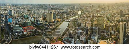 Stock Photo - View of Ho Chi Minh City and Saigon River from the Bitexco Financial Tower, Ho Chi Minh City, Vietnam, Asia. Fotosearch