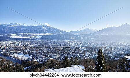 View of Innsbruck, Alps in winter, Inn, Inn Valley, Innsbruck, Tyrol, Austria, Europe View Large Photo Image Picture - View of Innsbruck, Alps in winter, Inn, Inn Valley, Innsbruck, Tyrol, Austria, Europe. Fotosearch