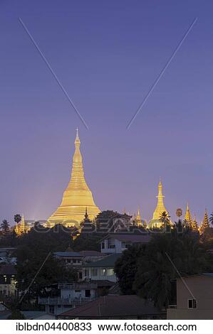 View of Shwedagon pagoda at dust, Yangon, Myanmar, Asia View Large Photo Image Stock Image - View of Shwedagon pagoda at dust, Yangon, Myanmar, Asia. Fotosearch