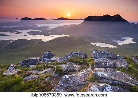 Stock Photo - View of Suilven and Cul Mor, Sutherland, Scotland, Great Britain. Fotosearch
