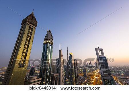 View of sunset from Four Points by Sheraton, skyline and Sheikh Zayed Road, Downtown Dubai, United Arab Emirates, Asia View Large Photo Image Stock Image - View of sunset from Four Points by Sheraton, skyline and Sheikh Zayed Road, Downtown Dubai, United Arab Emirates, Asia. Fotosearch