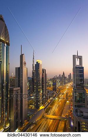 View of sunset from Four Points by Sheraton, skyline and Sheikh Zayed Road, Downtown Dubai, United Arab Emirates, Asia View Large Photo Image Stock Photograph - View of sunset from Four Points by Sheraton, skyline and Sheikh Zayed Road, Downtown Dubai, United Arab Emirates, Asia. Fotosearch