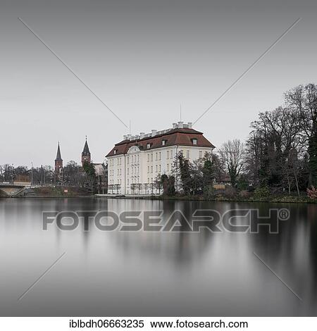 Stock Photography - View over the Dahme river to Köpenick Castle and the Long Bridge in Berlin in the morning, Berlin, Germany, Europe. Fotosearch