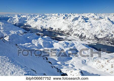 Stock Image - View Piz Corvatsch, 3451m, Grisons, Switzerland, Europe. Fotosearch