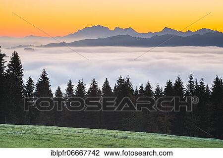 Stock Image - View (Ratenpass) on Säntis from, Canton Zug Switzerland. Fotosearch