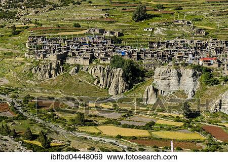 Village Manang with the agricultural terrace fields, Upper Marsyangdi valley, Manang District, Nepal, Asia View Large Photo Image Stock Photo - Village Manang with the agricultural terrace fields, Upper Marsyangdi valley, Manang District, Nepal, Asia. Fotosearch