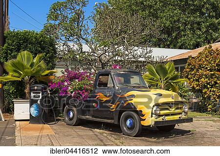 Vintage car decorated with flowers, old petrol station, Eleele, Kauai Island, Hawaii View Large Photo Image Stock Image - Vintage car decorated with flowers, old petrol station, Eleele, Kauai Island, Hawaii. Fotosearch