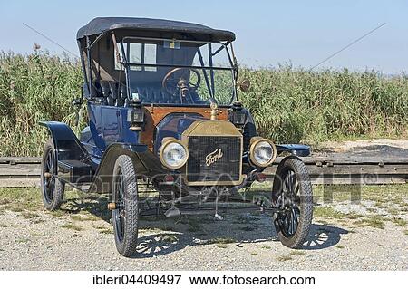 Stock Photo - Vintage car, Ford T Runabout, built in 1913, 4 cylinders, cubic capacity 2700 cc, 2 forward gears, semi-automatic, 20 hp, 72 kmh. Fotosearch