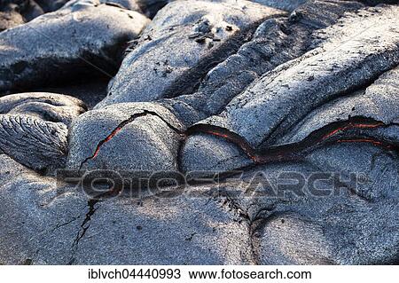Volcanic eruption, glowing lava flowing and cooling, Pu'u'Ō'ō Volcano, Hawai'i Volcanoes National Park, Big Island, Hawaii, USA, North America View Large Photo Image Stock Image - Volcanic eruption, glowing lava flowing and cooling, Pu'u'Ō'ō Volcano, Hawai'i Volcanoes National Park, Big Island, Hawaii, USA, North America. Fotosearch