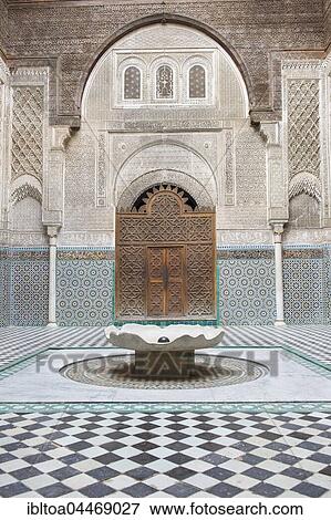 Water basin in Medersa Attarine, historic centre, Medina, Fes, Morocco, Africa View Large Photo Image Stock Photo - Water basin in Medersa Attarine, historic centre, Medina, Fes, Morocco, Africa. Fotosearch