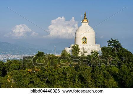 White Shanti Stupa on hill above Phewa Lake, Pokhara, Kaski District, Nepal, Asia View Large Photo Image Stock Photograph - White Shanti Stupa on hill above Phewa Lake, Pokhara, Kaski District, Nepal, Asia. Fotosearch